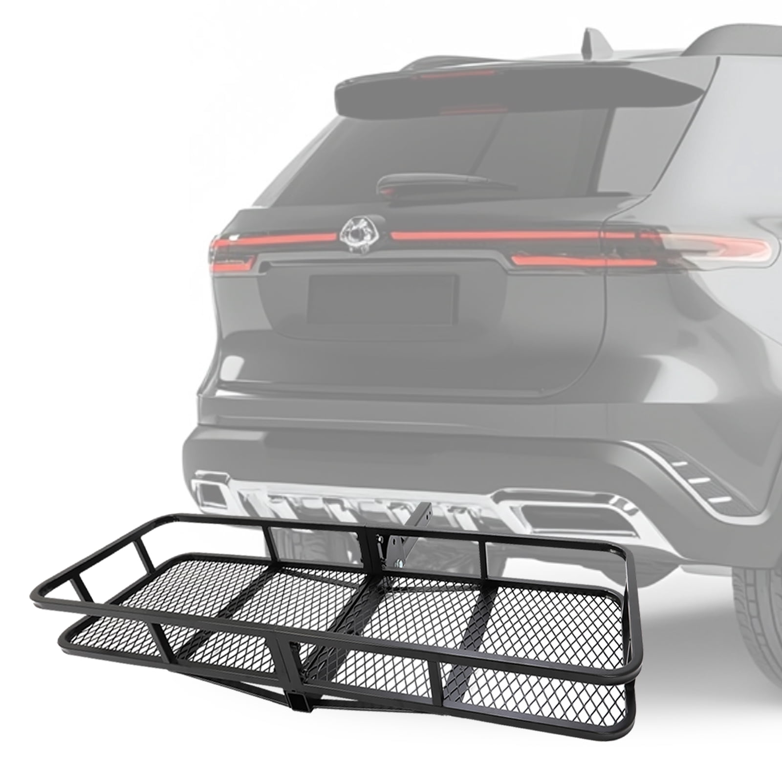 Kojem Hitch Cargo Carrier Rack 60"x21"x6" for 2"x2" Hitch Receiver Van SUV Truck Trailer 550lbs Folding Rear Luggage Basket Hitch Mount Cargo Rack