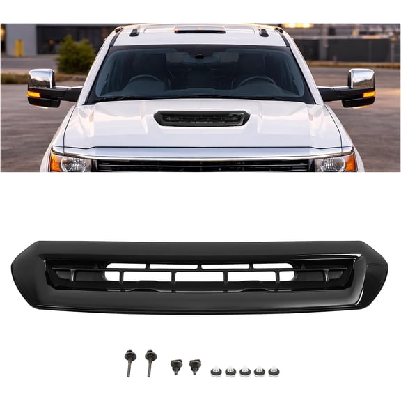 Kojem Hood Vent for 2017-2019 GMC Sierra 2500 HD/3500 HD Replace for 84240942 Front Hoods Air Intake Vent Cooling Scoop Plastic(ABS) Painted Black