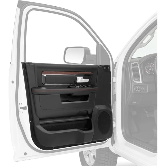 Kojem Inner Door Panel Plastic Textured Black for 2013-2018 Dodge Ram 1500 2500 3500 2019-2024 RAM 1500 Classic Replacement for 1VZ371X9AF with Red StitchingLeft