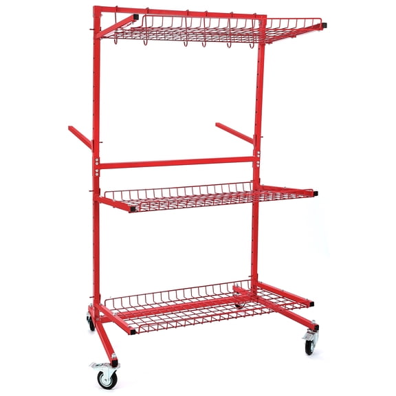 Kojem Innovative Auto Parts Tool Storage Rack Rolling Metal Body Rolling Parts Rack Steel Red