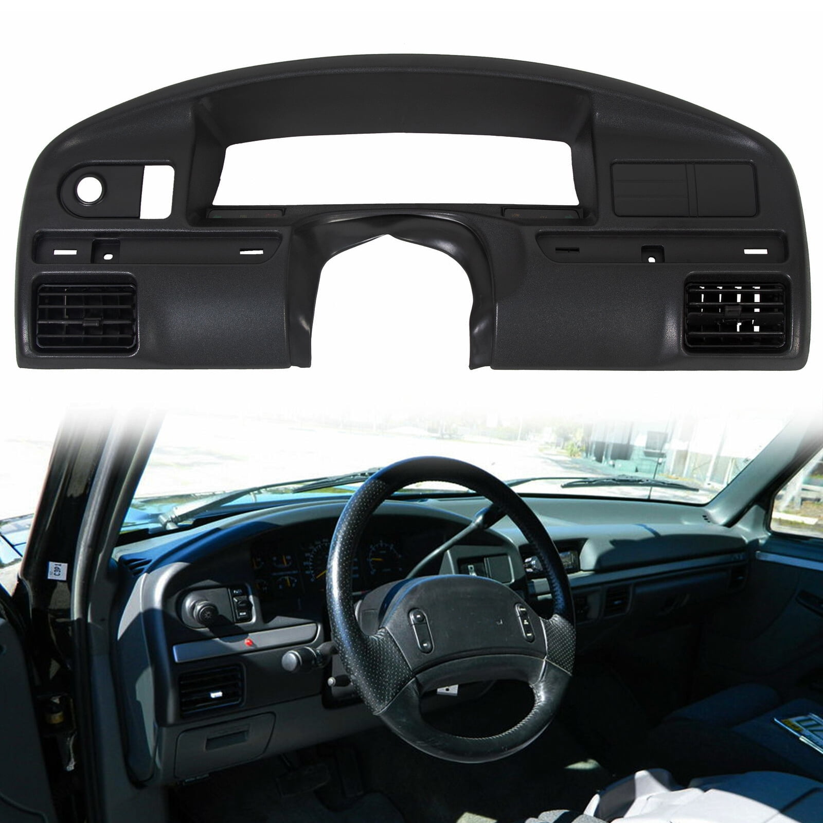 Kojem Instrument Dashboard Cover Fit for 1992-1997 Ford Bronco F150 F250 F350 Cluster Dash Panel Bezel Mat Cover Trim Replacement for F2TZ15044D70A