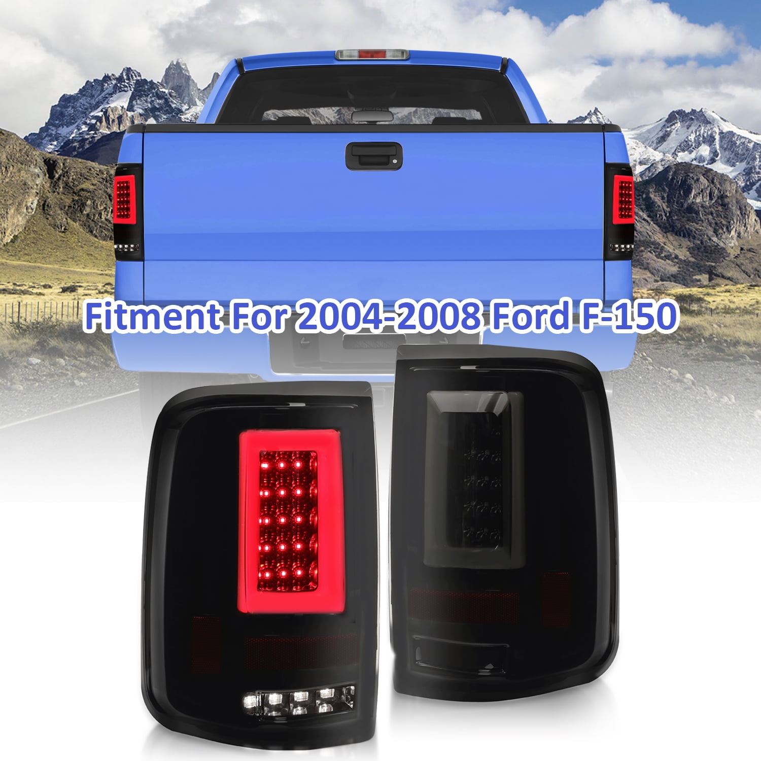 Ford 04-08 F150 F-150 Black LED Tail Brake Lights Left & Right Set