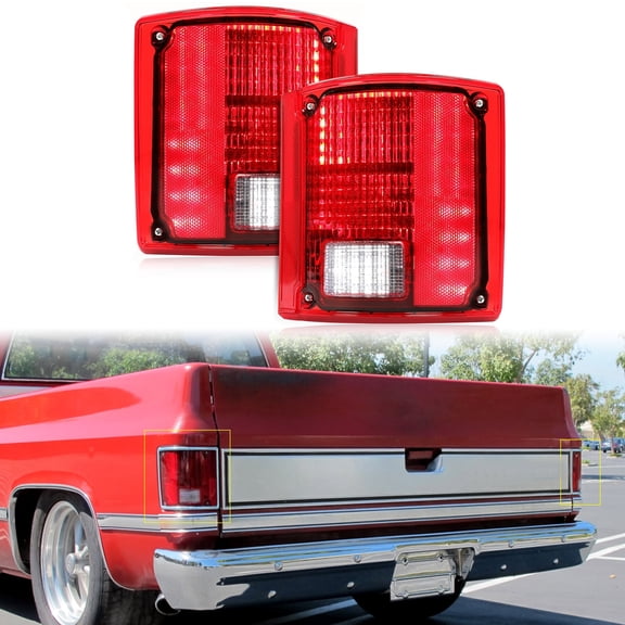 Kojem LED Brake Tail Light for 1973-1987 Chevrolet Pickup Truck Red C10 Lens Tail Lamp Pair