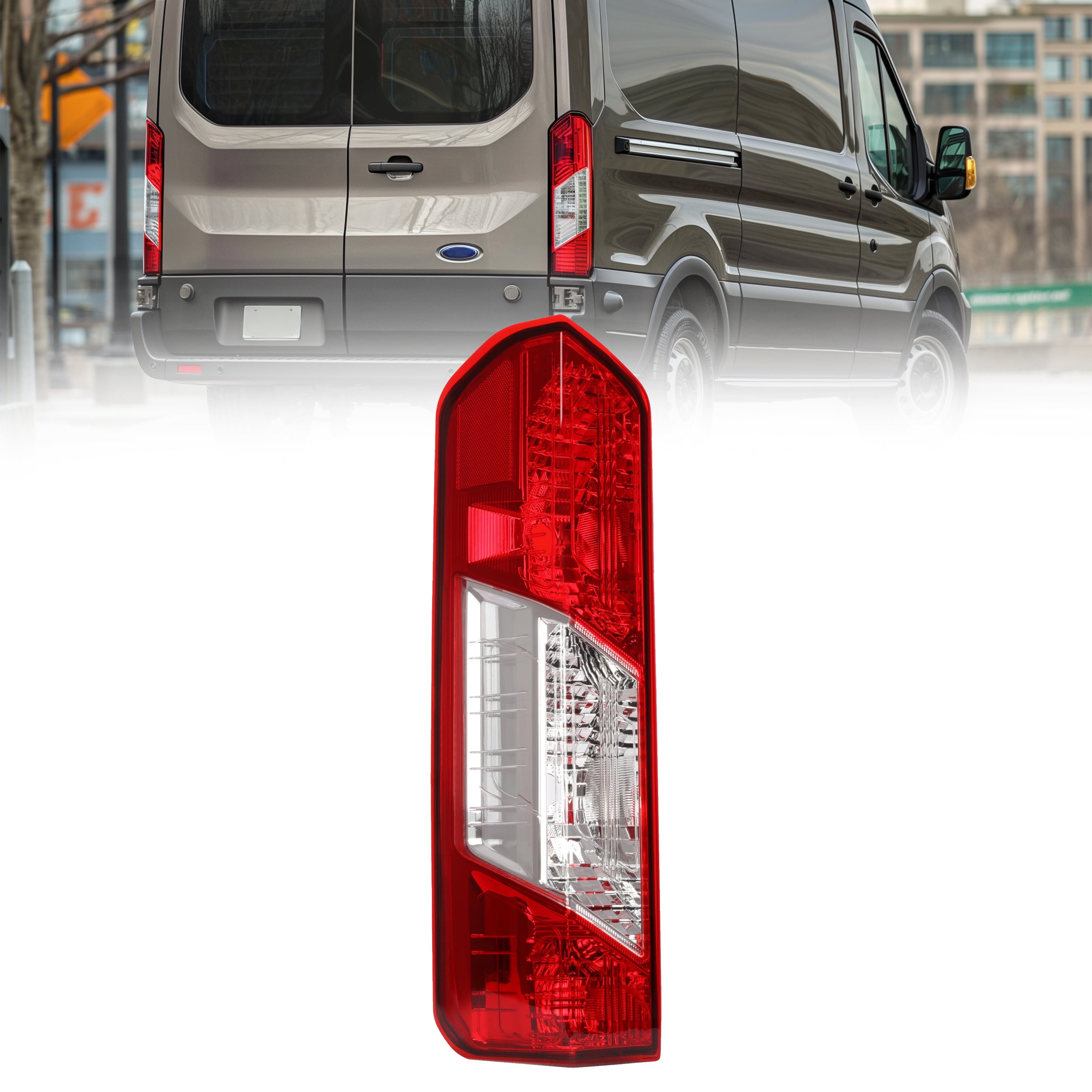 Kojem LH Tail Light Assembly for 2015-2022 Ford Transit 150 250 350 350HD Replacement for CK4Z-13405-G FO2800242C Rear Taillights Tail Lamp Red Lens+Clear Lens Driver Side