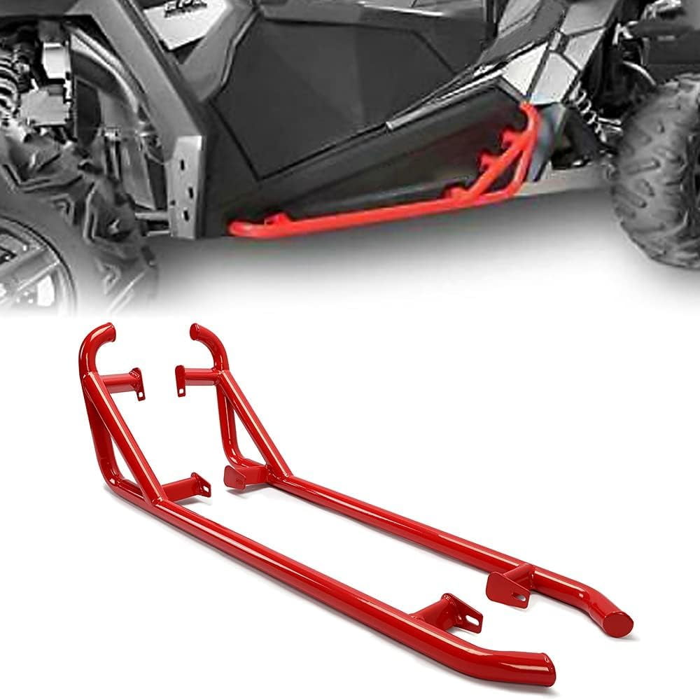 Kojem LYPS-007-2 Red Steel Side Nerf Bars for UTV Polaris RZR XP 1000, 900 2014 to 2022,2 Door