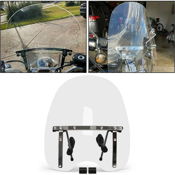 Kojem Large 19"x17" Clear Windshield for Honda Magna Shadow Spirit Sabre Kawasaki Vulcan Vn Harley Davidson Sportster Dyna Glide Softail Suzuki Savage Intruder Volusia Boulevard Yamaha Cruiser