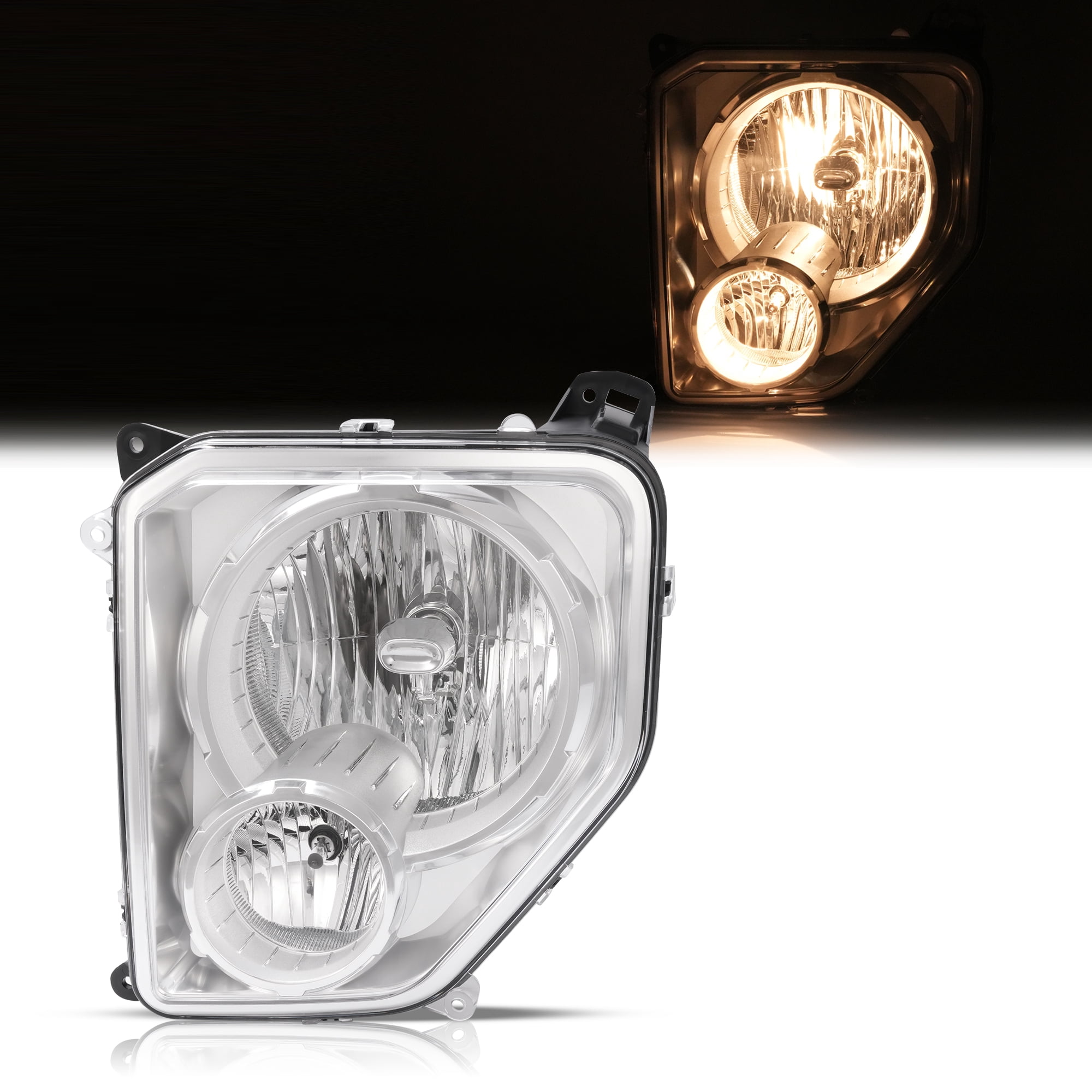 Kojem Left Headlight Assembly w/Fog Light for 2008-2012 Jeep Liberty Replacement for CH2502196 55157339AE Headlamp Fog Driving Lamp Driver Side