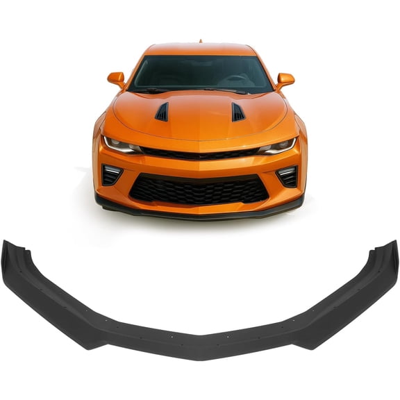 Kojem Matte Black Orange Plasticabs Bumper Compatible with 2016-2024 Chevy Chevrolet Camaro Ss V8 Trim Spoiler Splitter Protector Body Kit Air Dam Matte Black 3pieces 2016-2024