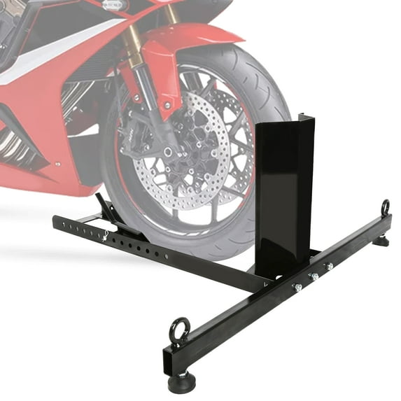Kojem Motorcycle Stand Wheel Chock Fit for 15"-22" Tire Size Adjustable Black Upright 1800lbs Capacity