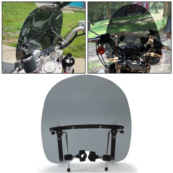 Kojem Motorcycle Windshield Smoke 19"x 17" for 1987-2019 Honda Kawasaki Harley Davidson Suzuki Yamaha