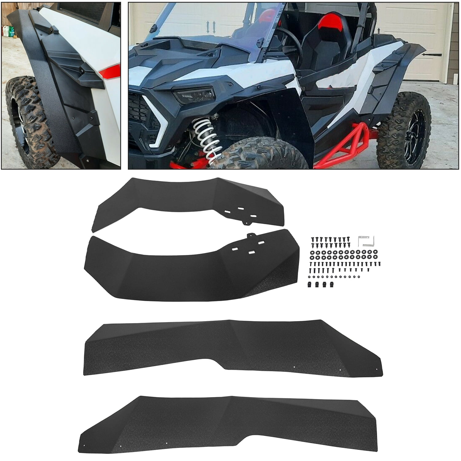 Kojem Mud Flaps Fender Flares Splash Proof Extender Guard Fits 2014-2018 Polaris RZR XP 1000 4 Turbo Front & Rear