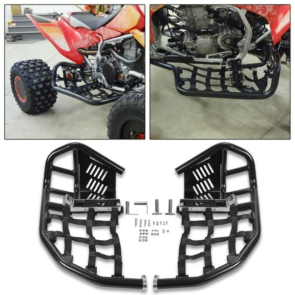 Kojem Nerf Bars Compatible with Honda TRX 450R 450ER (Black Nerf + Black Nets)