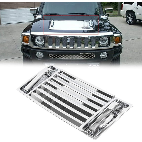 Kojem New Chrome Hood Deck Vent Panel Handle Covers Trim Compatible with 2003-2009 Hummer H2
