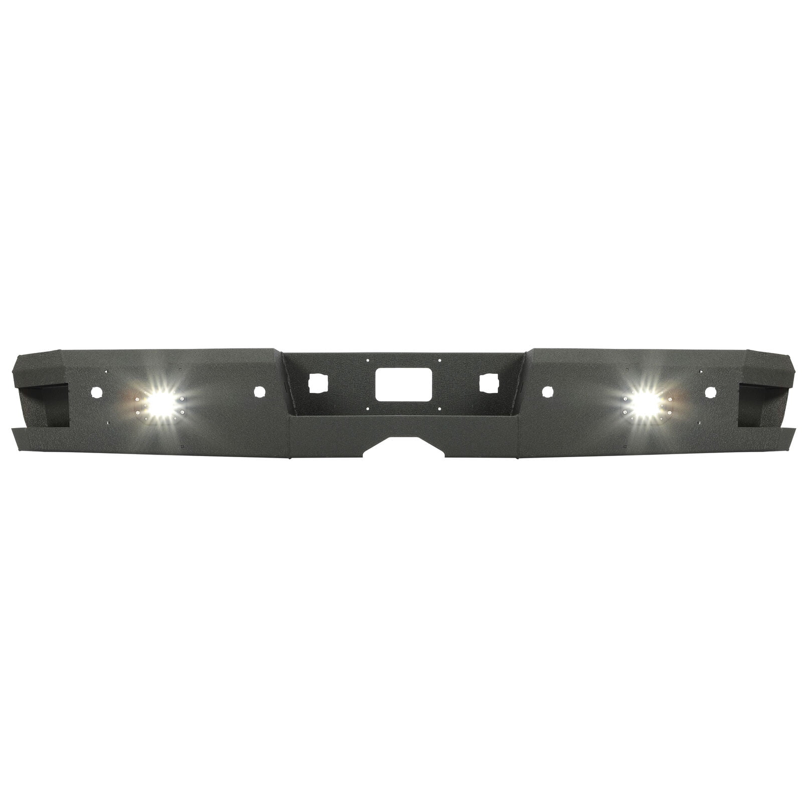 Kojem Off-Road Rear Bumper Heavy-duty Steel for 2014-2019 Chevy Silverado GMC Sierra 1500 2500 HD 3500 HD with 2 LED