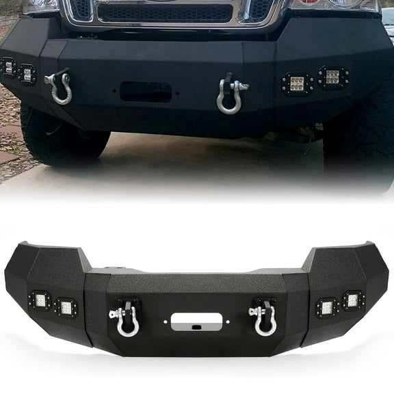 Kojem Offroad Front Bumper, Fit for 2004-2008 Ford F150, with Winch Plate & Led Lights,D-rings Ready, 3 Piece