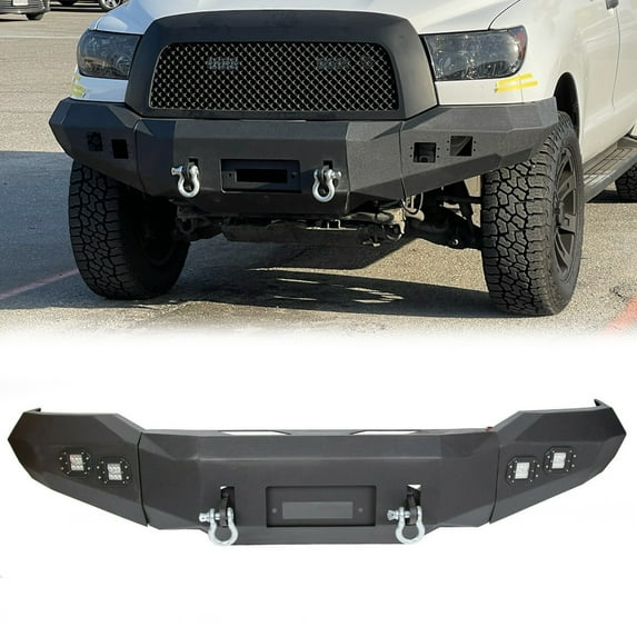 Kojem Offroad Front Bumper Winch Bumper w/ Winch Plate for 2007-2013 Toyota Tundra Steel Black Powder Coated