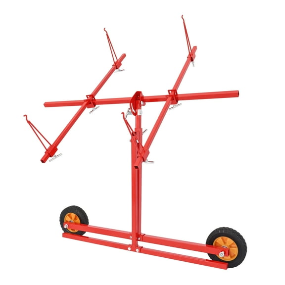Kojem Paint Stand Rotating Panel Repair Stand Universal Folding Design for Vehicle Part with Adjustable Hooks Portable Casters Mobile Paint Drying Rack Steel Powder Coated Red
