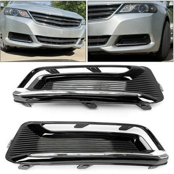 Kojem Pair Fog Light Bezel Cover Fits for 2014-2019  Chevy Impala / Ltz GM1038166 GM1039166 Left and Right Side Bumper Fog Lamp Cover