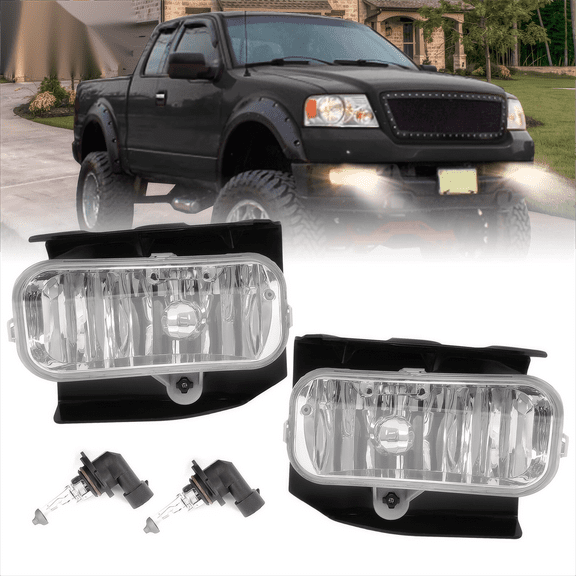 Kojem Pair Fog Light for 1999-2004 Ford F-150 F-250 Expedition Heritage Replacement for FO2591105 Left & Right w/Halogen Bulbs Fog Lamp - Clear Lens