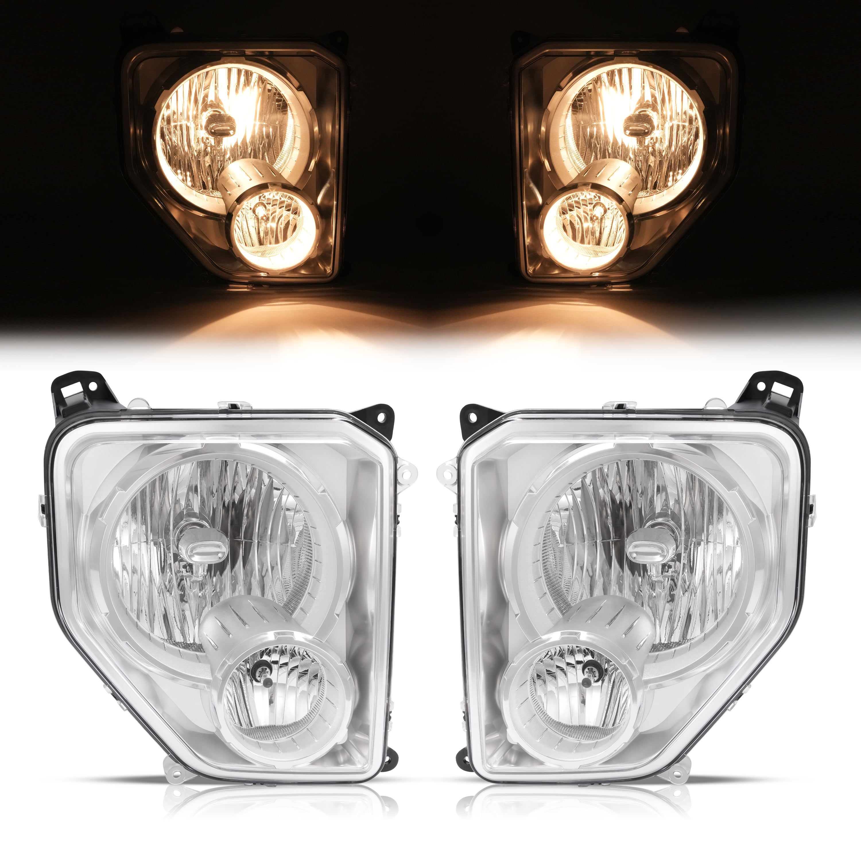 Kojem Pair Headlight Assembly w/Fog Light for 2008-2012 Jeep Liberty Replacement for CH2502196 CH2503196 Headlamp Fog Driving Lamp Driver&Passenger Side