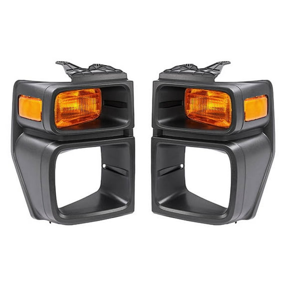 Kojem Pair Headlight Trim Bezel Parking Turn Signal Light Lamp for 2008-2014 Ford E150 E250 /2008-19 Ford E350 Super Duty Headlights Assembly