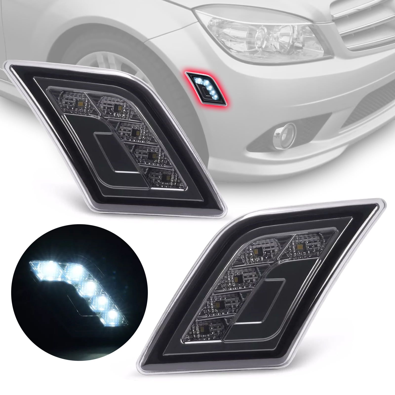 Kojem Pair LED Side Marker Lights for 2008-2011 Mercedes-Benz C300 C350 ...