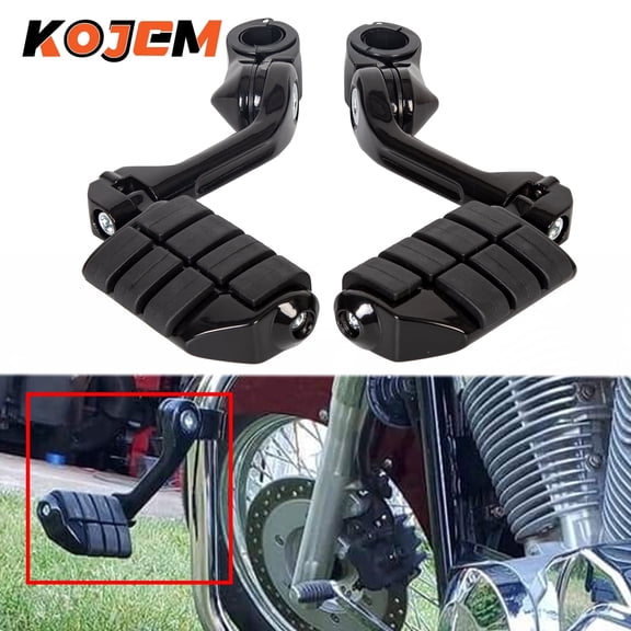 Kojem Pair Motorcycle Foot Pegs Pedals for Harley Touring 1-1/4" 1.25" Long Angled Highway Engine Guard Universal Motorcycle 32mm Crash Bar Adjustable
