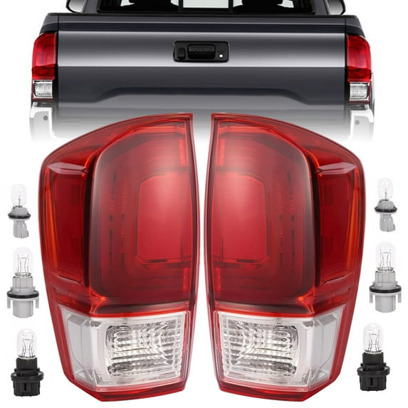 Kojem Pair Tail Brake Lights For 2016-2022 Toyota Tacoma W/Bulbs Chrome Housing Left Right Replacement for TO2801198 TO2800198 8155004180 8156004180