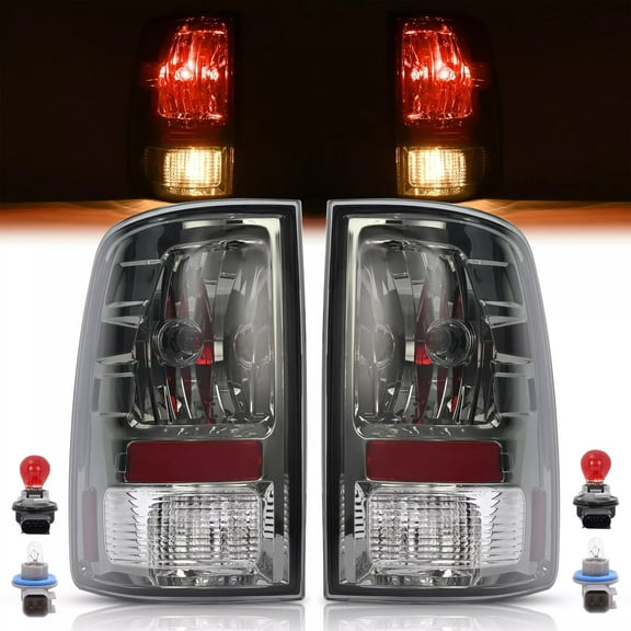 Kojem Pair Taillights for 2009-2018 Dodge Ram 1500 2500 3500 Smoke Lens Rear Tail Lamp Brake Light