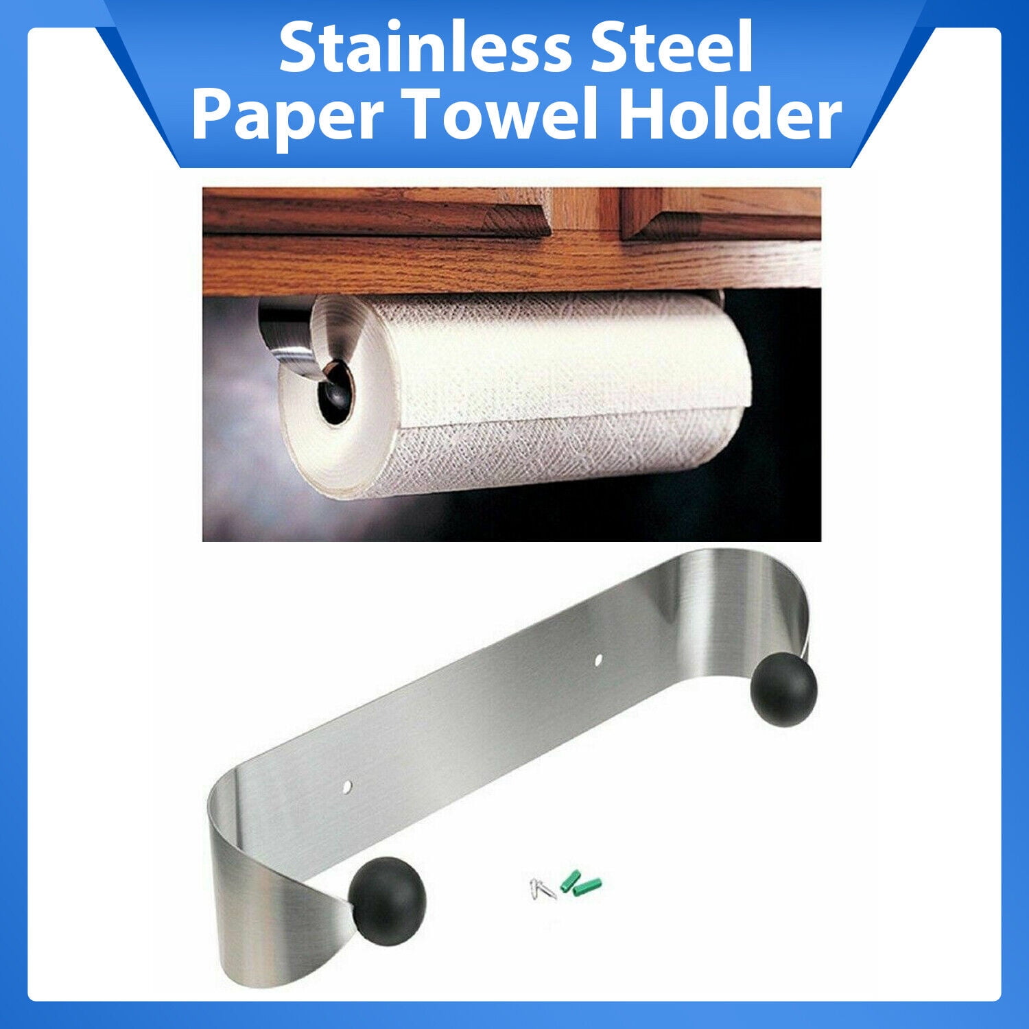 Stainless Steel Under Cabinet Paper Towel Holder - Self-adhesive Wall  Mounted - Long And Short Sizes Available For Kitchen, Pantry, Sink, And  Bathroom - Easy To Install And Convenient To Use - Temu