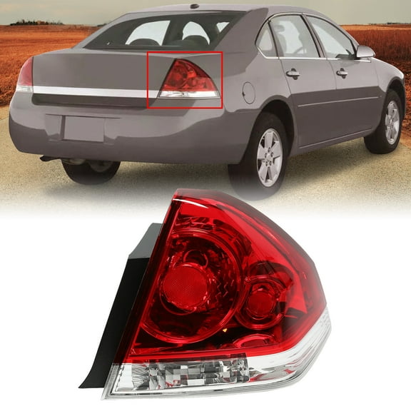 Kojem Passenger Side Halogen Tail Light for 2006-2016 Chevrolet Impala Limited 25971598 GM2801193 Red Lens Brake Lamp w/ Bulb