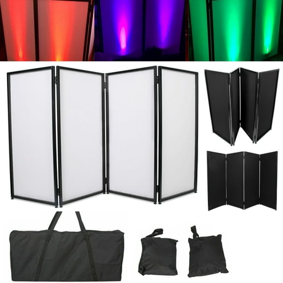 Kojem Portable DJ Facade Booth Foldable Cover Screen with White/Black Facade+Cloth Frame Booth Steel +Travel Bag Case Projector Display Scrim Panel