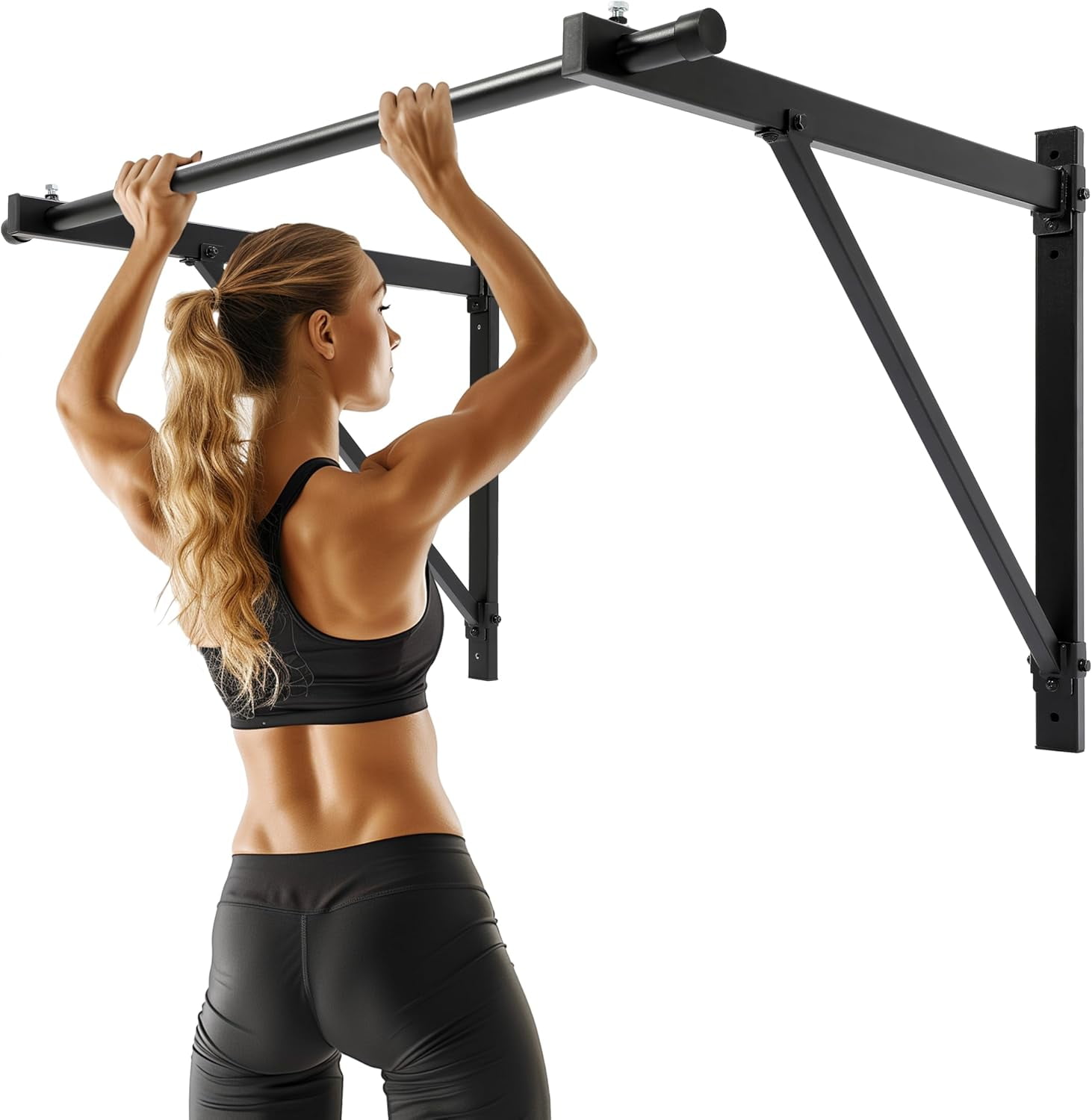 Kojem Pull up Chin Up Bar Gym Workout Fitness Training 50'' Heavy Duty Wall Mounted Home Mount Fitness 500lbs
