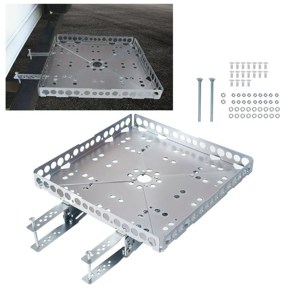 Kojem RV Bumper Mounted Generator & Cargo Carrier Tray Kit Steel Silvery 200LBS