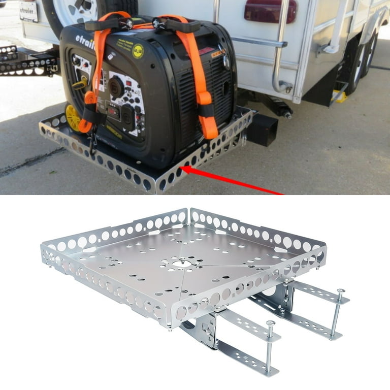 Kojem RV Bumper Mounted Generator Cargo Carrier Tray Kit Steel Silvery