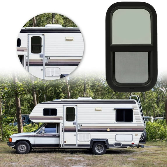 Kojem RV Window 12 x 22 W/Screen Vertical Slider for RV Camper Cargo Trailer