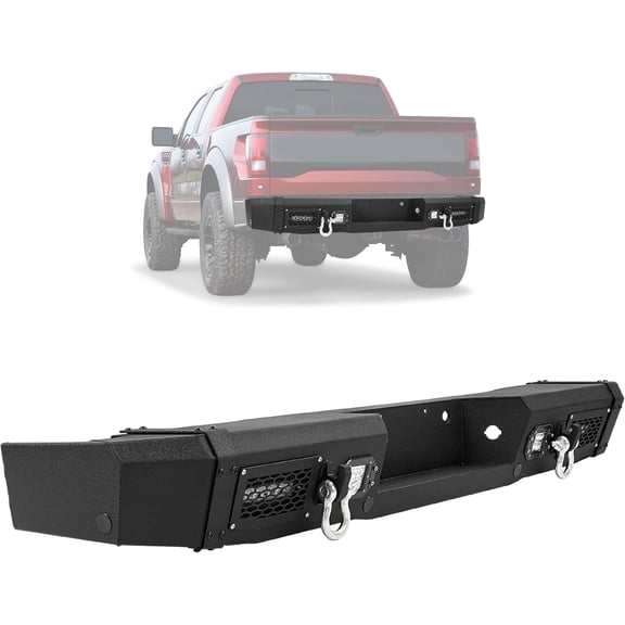 Kojem Rear Bumper Assembly Compatible with 2009-2014 Ford F150 SVT Raptor w/ Led Lights