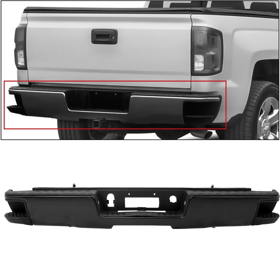 Kojem Rear Bumper Assembly for 2014-2018 Chevy Silverado GMC Sierra 1500 New Black Rear Step Bumper