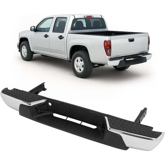 Kojem Rear Bumper Assembly w/Bracket for 2008-2012 Chevy Chevrolet Colorado & GMC Canyon w/o Xtreme Package or Towing Replacement for 20814972 GM1103157 Rear Back Step Bumper Silvery+Black