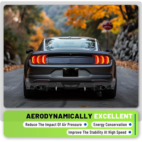 Kojem Rear Bumper Diffuser Compatible with 2018-2021 Ford Mustang Only Fit For Dual Exit Exhaust