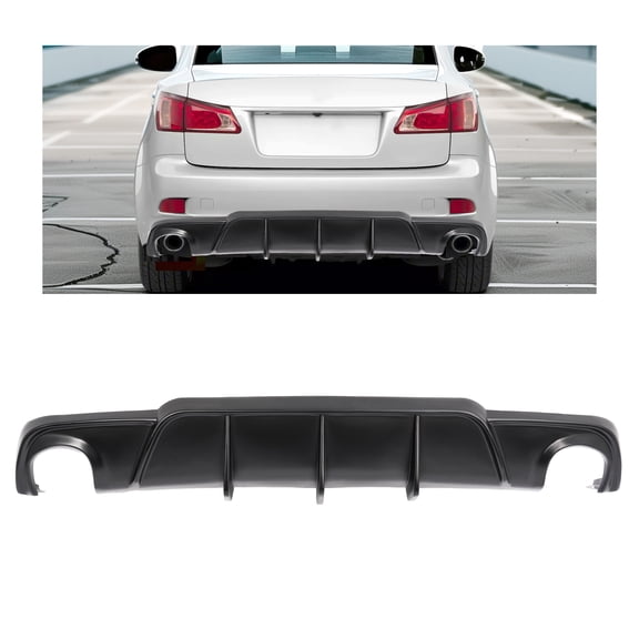 Kojem Rear Bumper Diffuser for 2006-2013 Lexus IS250 IS350 4Door Sedan Lower Bumper Lip Spoiler Splitter Valance Black Plastic ABS