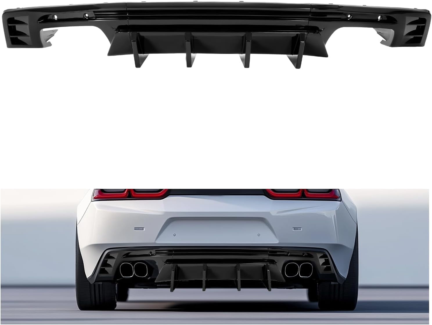 Kojem 5 pcs Rear Bumper Diffuser for 2016-2024 Chevy Camaro (Non-ZL1 ...