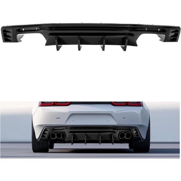 Kojem 5 pcs Rear Bumper Diffuser for 2016-2024 Chevy Camaro (Non-ZL1) Gloss Black