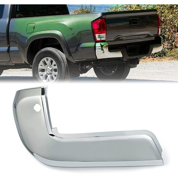 Kojem Rear Bumper End Caps LH Compatible with 2016-2020 Toyota Tacoma with Parking Sensors Holes Chrome Covers Corner Extension Replacement for TO1104132