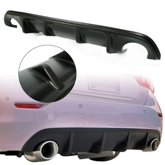 Kojem Rear Diffuser Spoiler for 2014-2017 Infiniti Q50 Rear Bumper Lip Spoiler Splitter PP Plastic Black