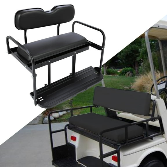 Kojem Rear Flip Back Seat Kit Compatible with Yamaha G2 G9 Gas/Electric Golf Cart Folding Fold Down Black Seat Kit