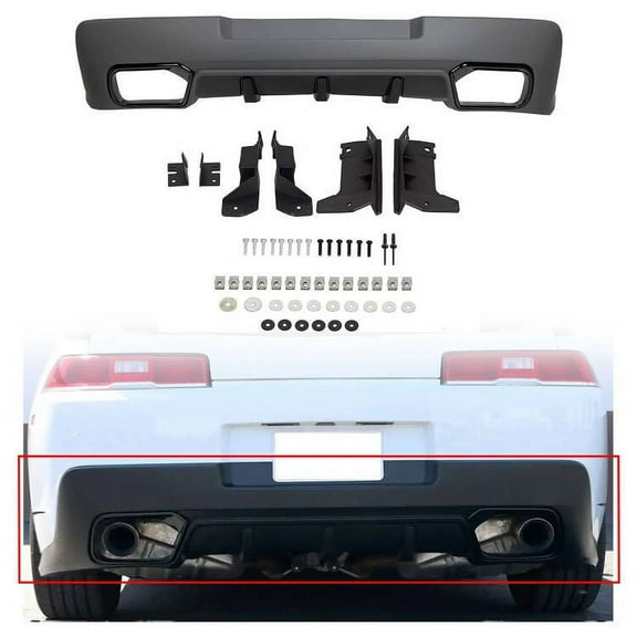 Kojem Rear Lower Bumper Chin Lip Spoiler Diffuser Cover Guard for 2014 2015 Chevy Camaro, Factory Style Black PP Z28 Spring Edition