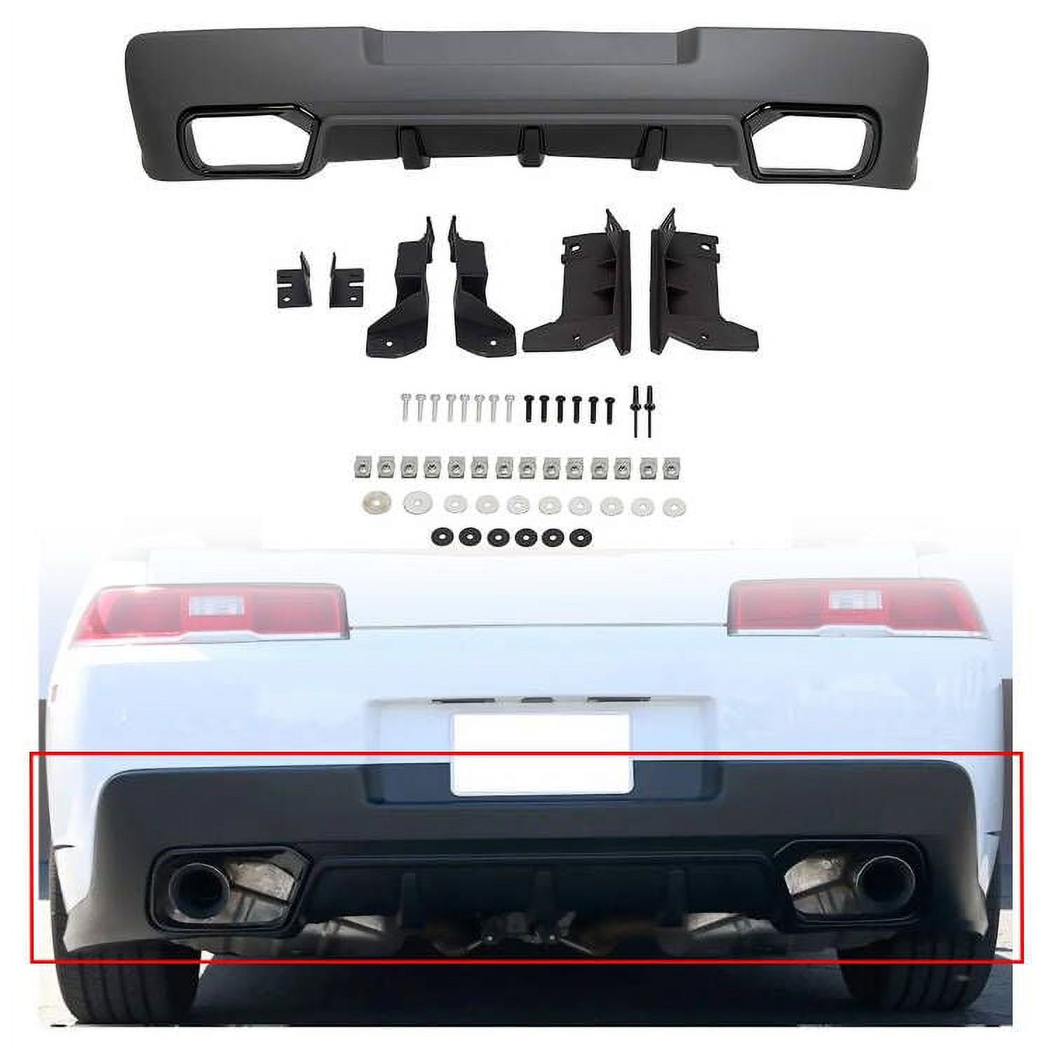 Kojem الخلفي السفلي Bumper Chin Lip Spoiler Diffuser Cover Guard لعام 2014 2015 Chevy Camaro، Factory Style Black PP Z28 Spring Edition