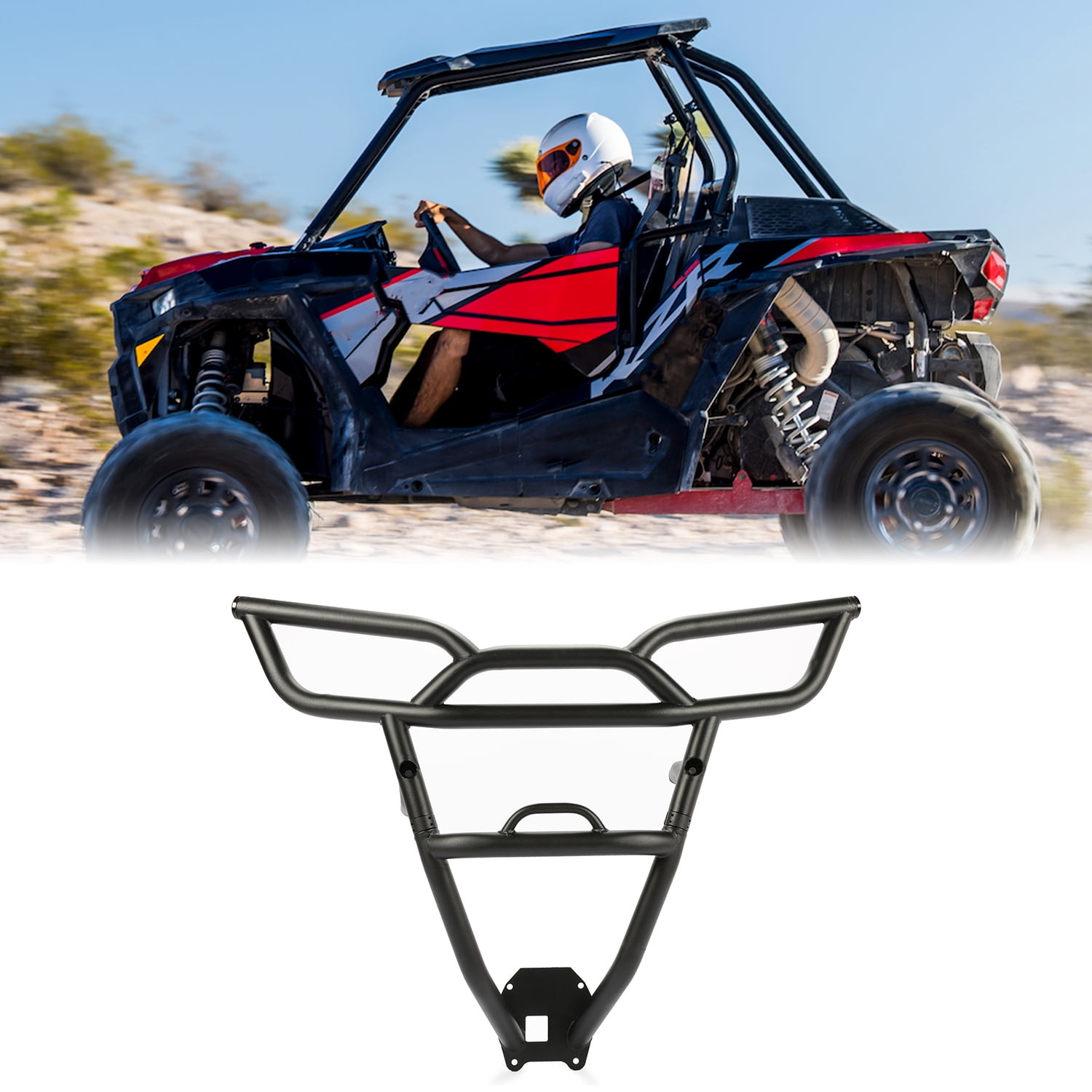Kojem Rear Protector Bumper Heavy-Duty Steel for 14 15 16 17 18 UTV Polaris RZR XP 1000  RZR XP 4 1000 Powder Coated