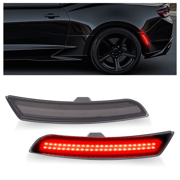 Kojem Rear Red LED Side Marker Light for 2014-2024 Chevy Chevrolet Camaro Cadillac CTS ATS Parking Lamps 2Pcs Smoke Lens